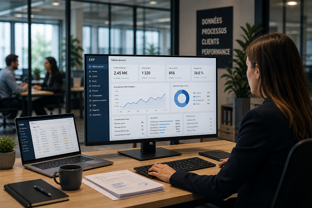 gestion relation client tableau de bord crm erp suivi données entreprise